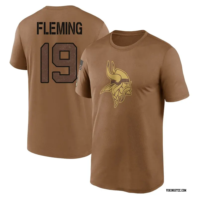 Men's Minnesota Vikings ＃19 Dontae Fleming Brown 2023 Salute To Service Performance T-Shirt