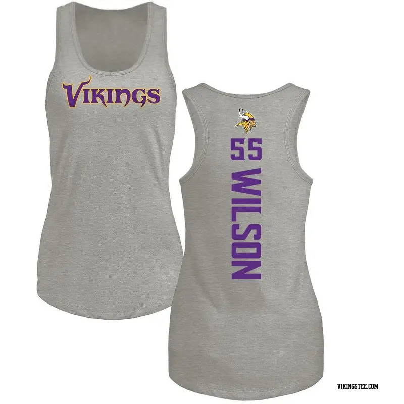 Women's Minnesota Vikings ＃55 Eric Wilson Ash Backer Tank Top
