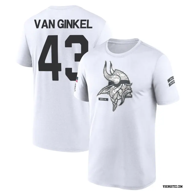 Youth Minnesota Vikings ＃43 Andrew Van Ginkel White 2024 Salute to Service Performance T-Shirt